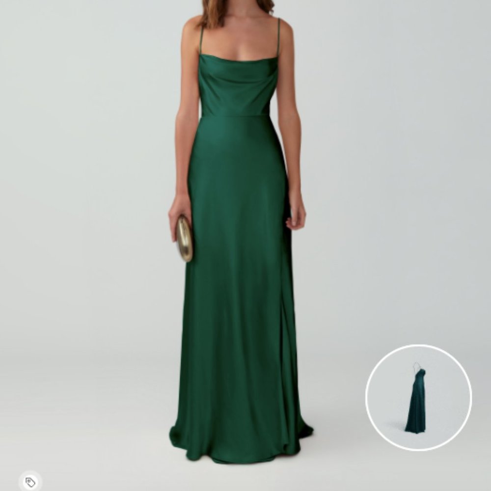 Fame and Partners Strappy Draped Gown in "Dark Forrest"